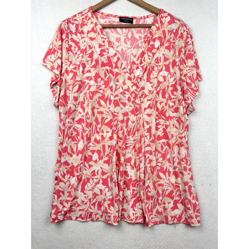 Lane Bryant Tunic Womens 22 24 Floral V Neck Cottagecore Tropical